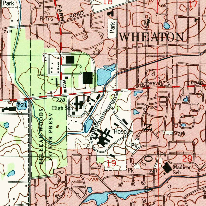 Map of Naperville, Illinois by USGS, 1998 – Aurora, Lisle & DuPage River
