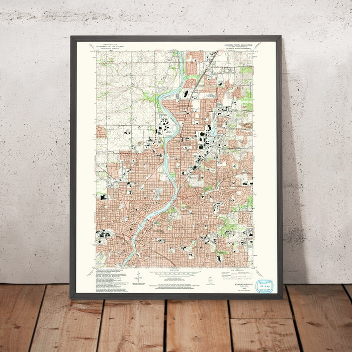 Map of Rockford, Illinois by USGS, 1993 – Loves Park, Machesney Park & Rock River