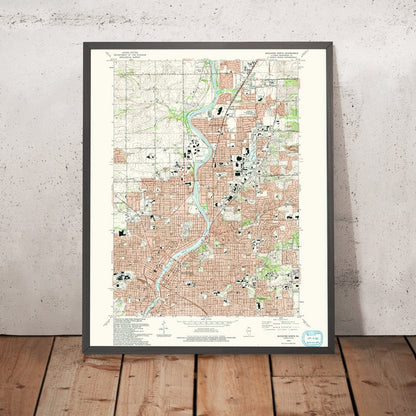 Map of Rockford, Illinois by USGS, 1993 – Loves Park, Machesney Park & Rock River