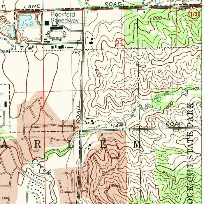 Map of Rockford, Illinois by USGS, 1993 – Loves Park, Machesney Park & Rock River