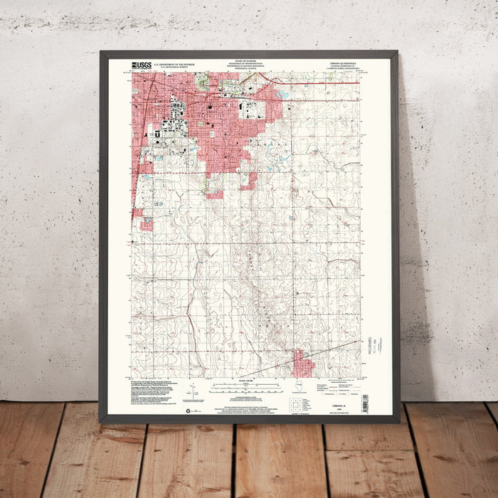 Map of Urbana, Illinois by USGS, 1998 – Champaign & University of Illinois