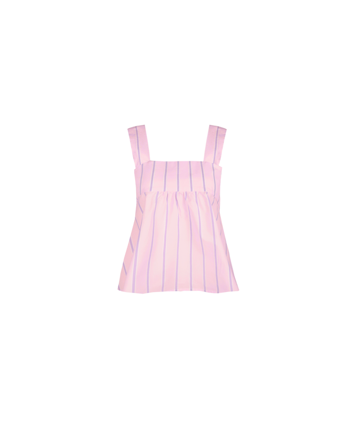 MARGIE TIE-BACK TOP LILAC CANDY STRIPE