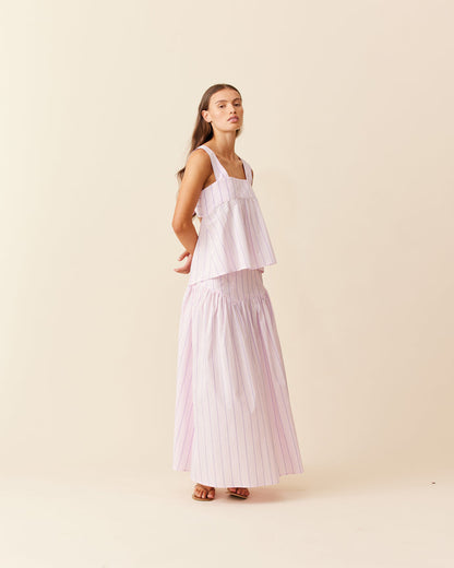 MARGIE TIE-BACK TOP LILAC CANDY STRIPE