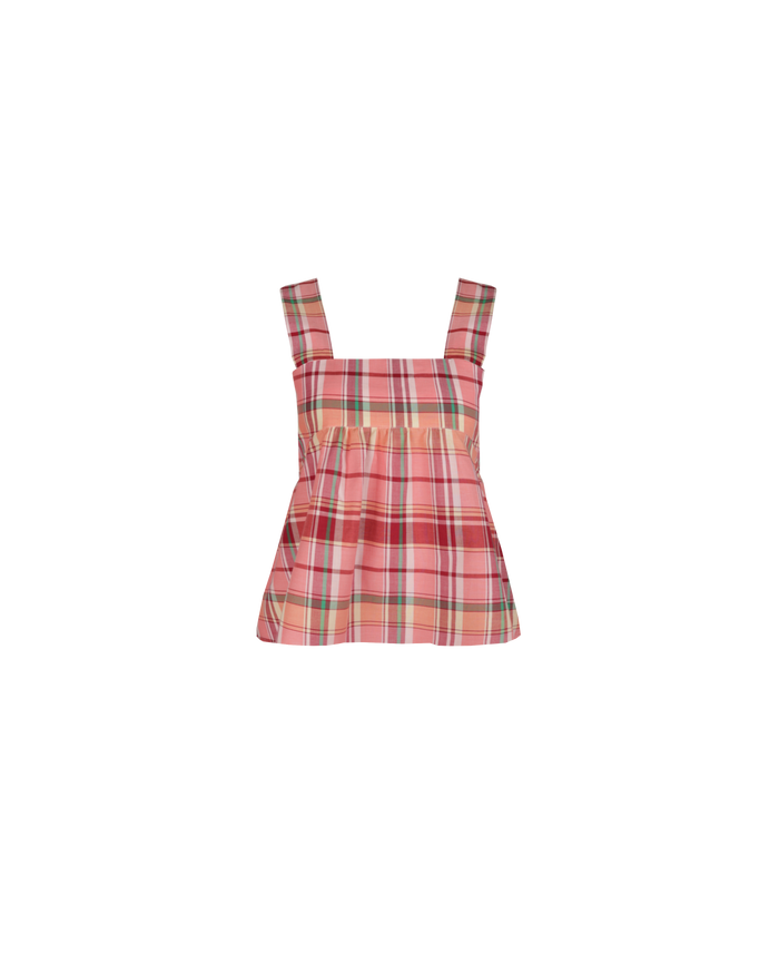 MARGIE TIE-BACK TOP PEACHIE TARTAN
