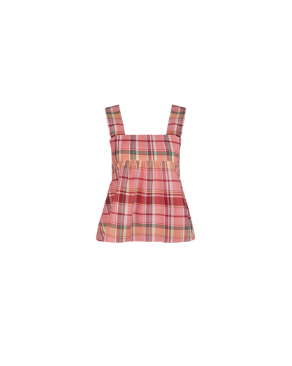 MARGIE TIE-BACK TOP PEACHIE TARTAN