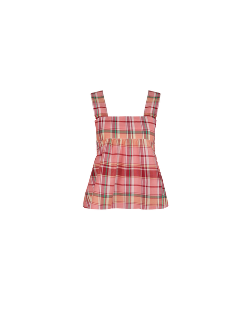 MARGIE TIE-BACK TOP PEACHIE TARTAN