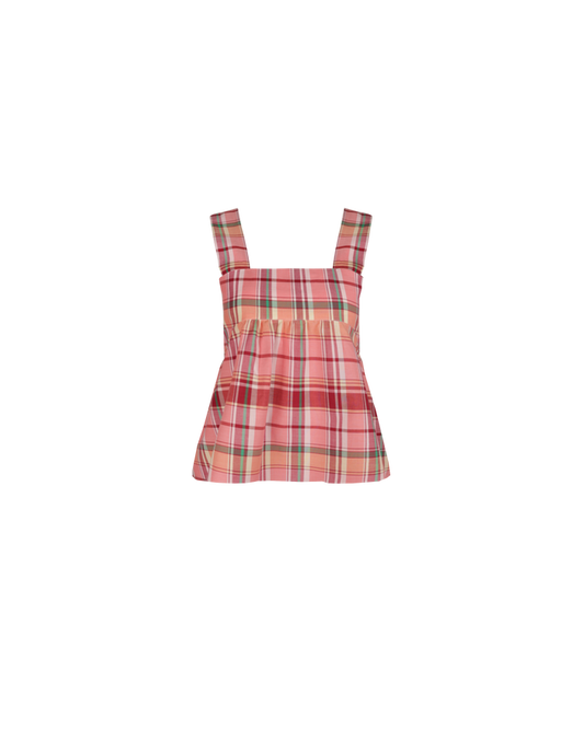 MARGIE TIE-BACK TOP PEACHIE TARTAN