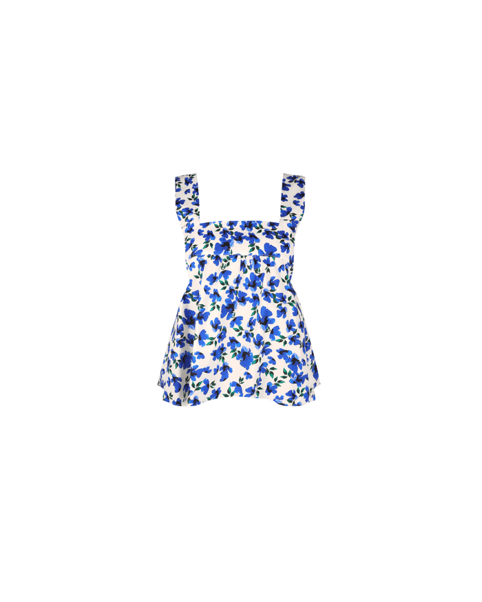 MARGIE TIE-BACK TOP SOMETHING BLUE FLORAL