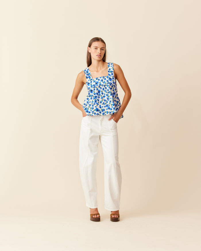 MARGIE TIE-BACK TOP SOMETHING BLUE FLORAL