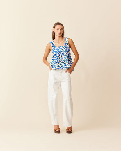MARGIE TIE-BACK TOP SOMETHING BLUE FLORAL