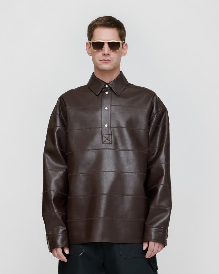 Mateo - Okobor™ Alt-Leather Polo Shirt - Coffee Ground