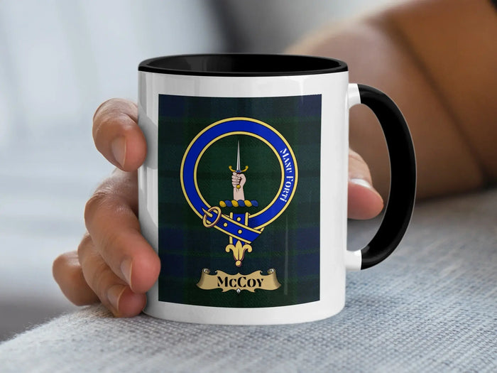 McCoy tartan mug with a coloured accent handle and interior