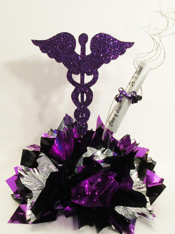 Medical Caduceus with Metallic Tissue Base & Diploma