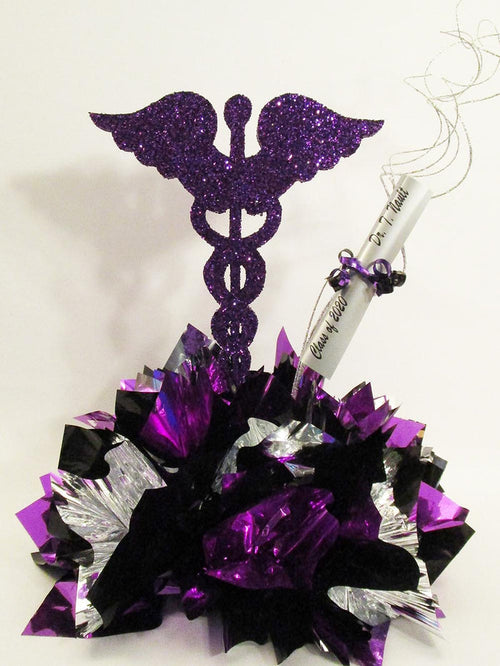 Medical Caduceus with Metallic Tissue Base & Diploma