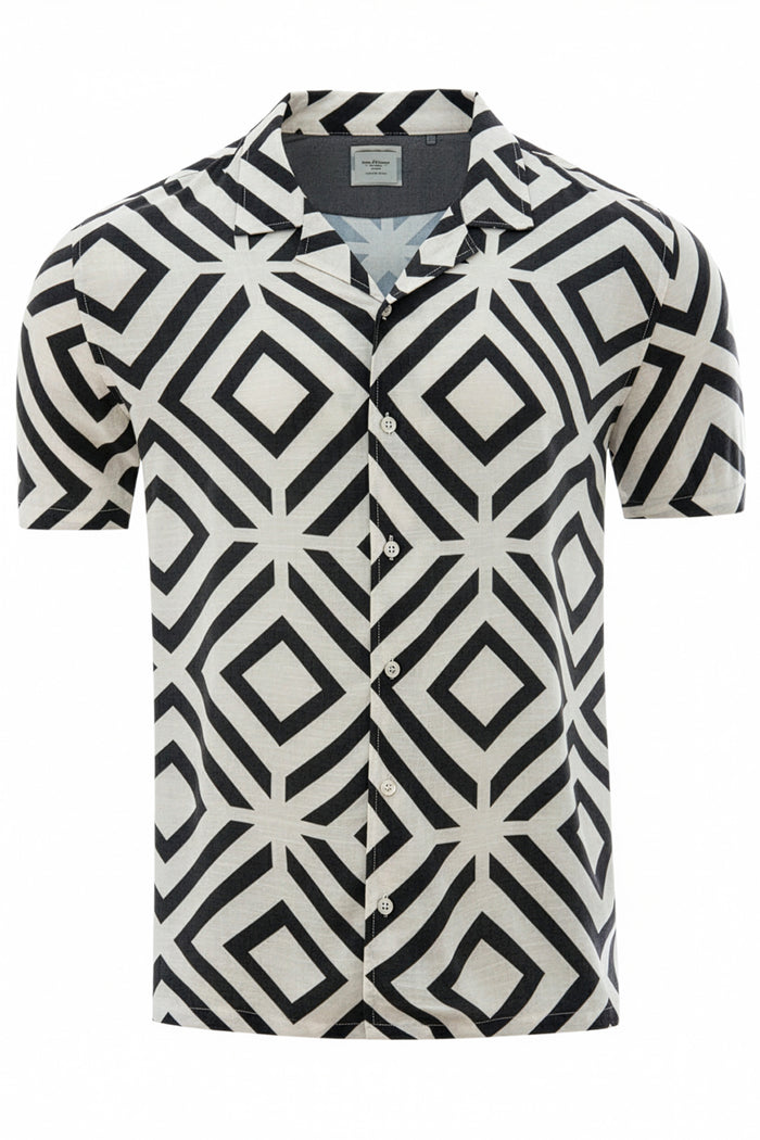 Men's Geometric Diamond Viscose Revere Shirt