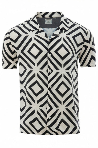 Men's Geometric Diamond Viscose Revere Shirt