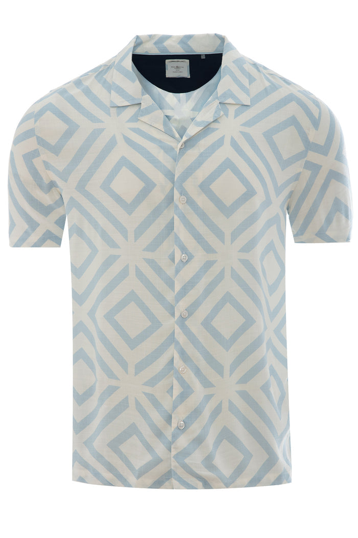 Men's Geometric Diamond Viscose Revere Shirt