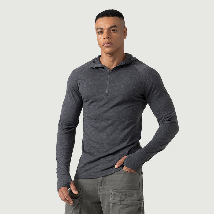 Men's Merino 200g Long Sleeve Half Zip Hoodie