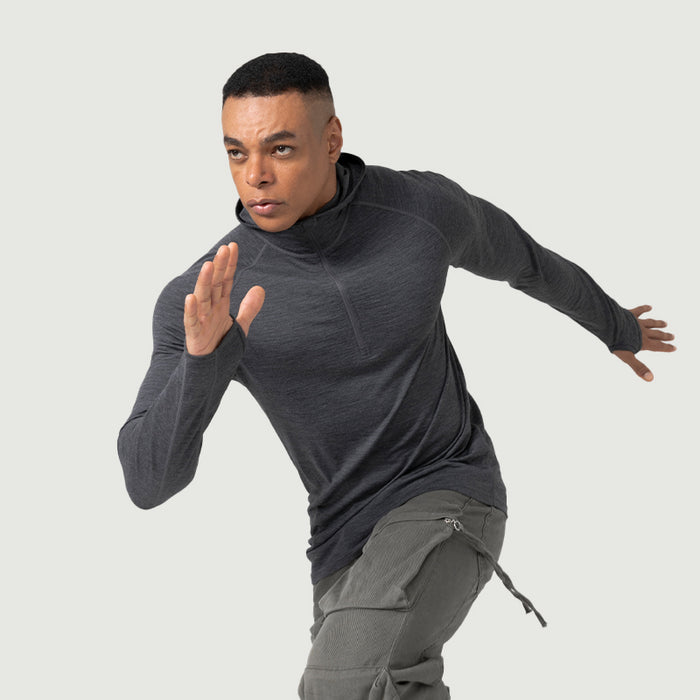 Men's Merino 200g Long Sleeve Half Zip Hoodie