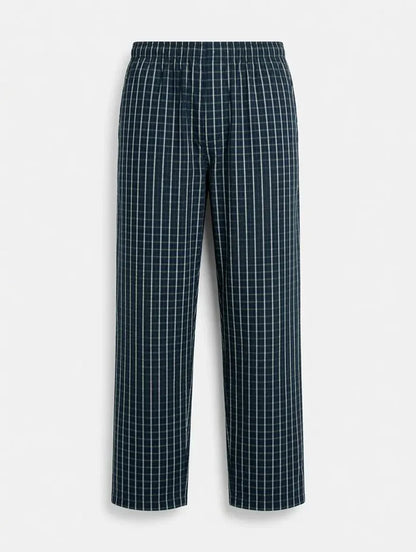 Men's Premium Woven Cotton Check Trouser Navy Lining Regular Fit - Hinz Clothing