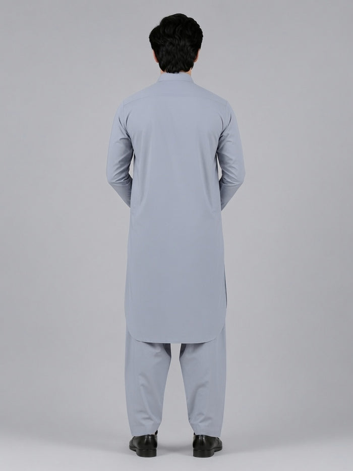 Men's Silver Grey Wash & Wear Shalwar Kameez