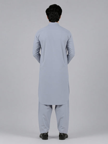 Men's Silver Grey Wash & Wear Shalwar Kameez