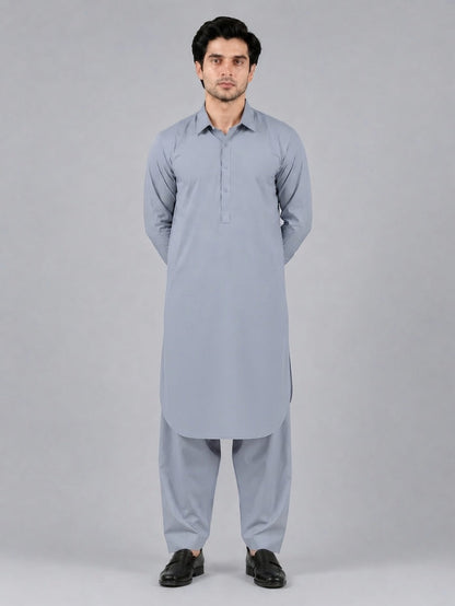 Men's Silver Grey Wash & Wear Shalwar Kameez