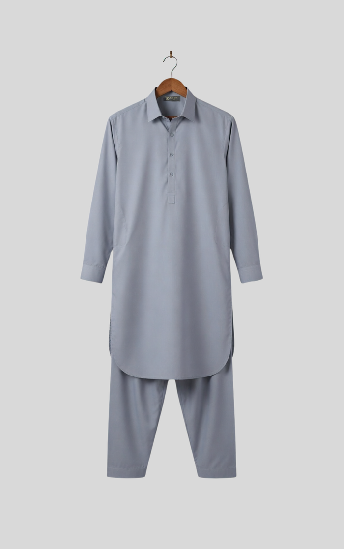 Men's Silver Grey Wash & Wear Shalwar Kameez
