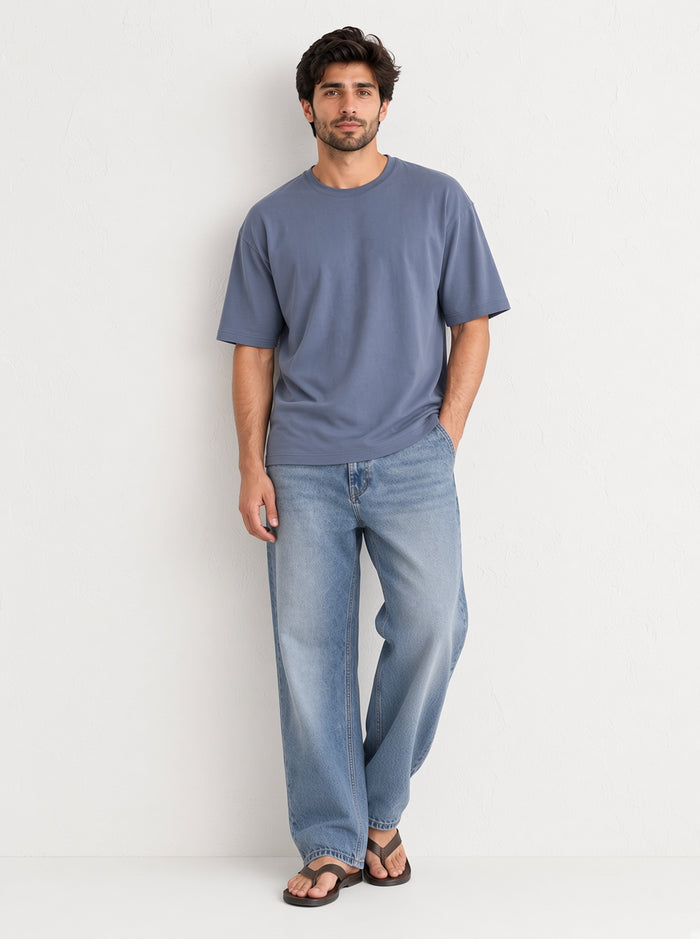 Men's Slate Blue Premium Oversized T-Shirt