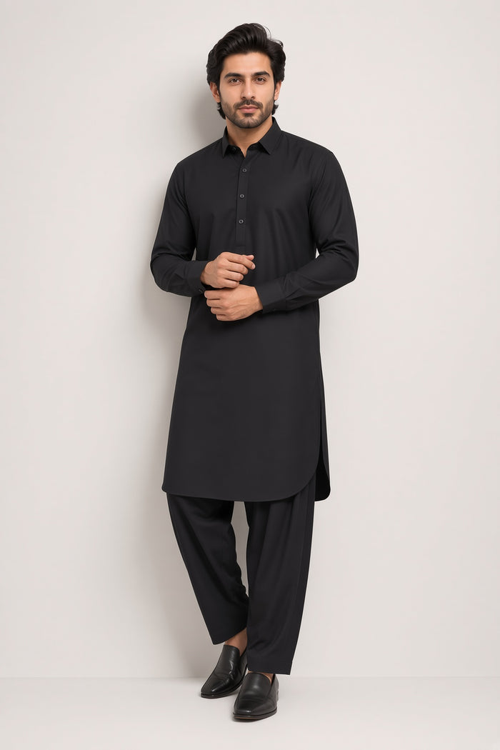 Men’s Supreme Boski Black Wash & Wear Shalwar Kameez