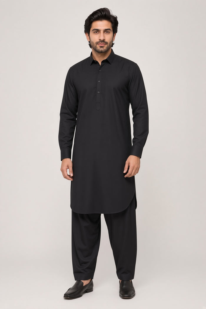 Men’s Supreme Boski Black Wash & Wear Shalwar Kameez