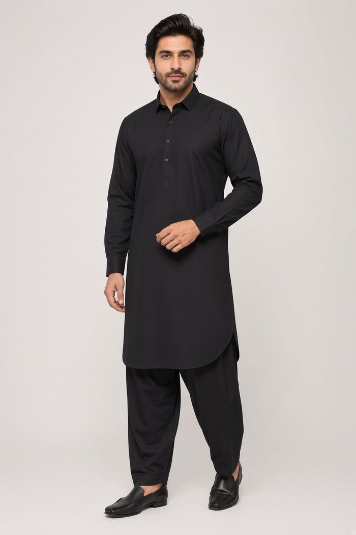 Men’s Supreme Boski Black Wash & Wear Shalwar Kameez