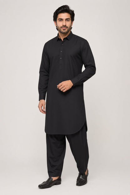 Men’s Supreme Boski Black Wash & Wear Shalwar Kameez
