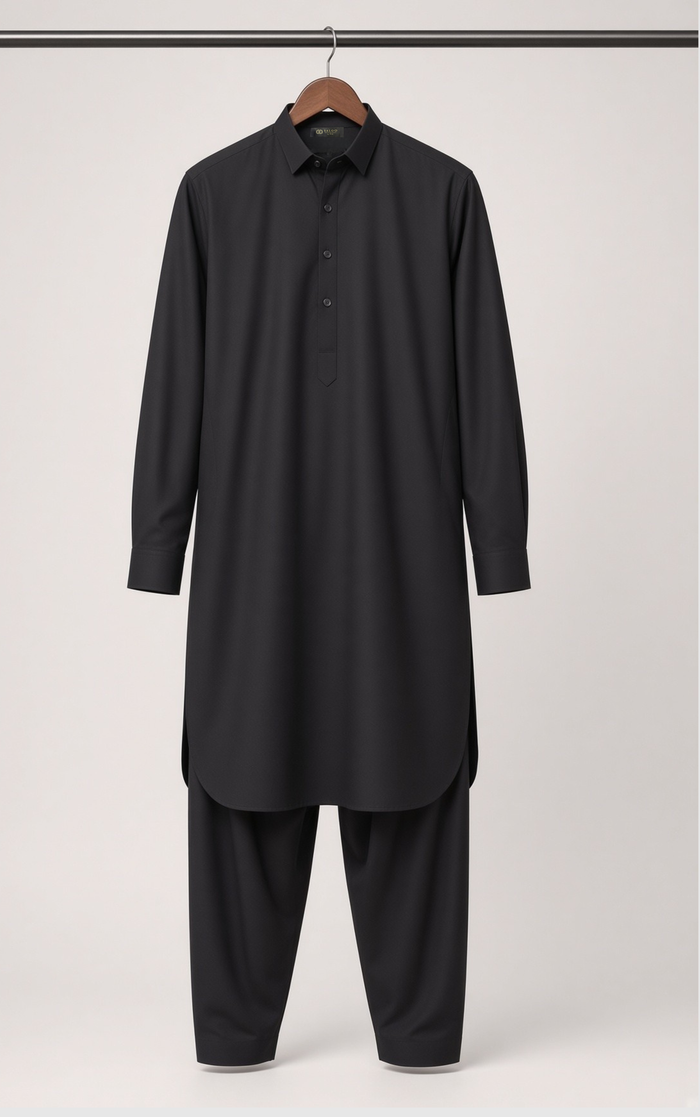 Men’s Supreme Boski Black Wash & Wear Shalwar Kameez