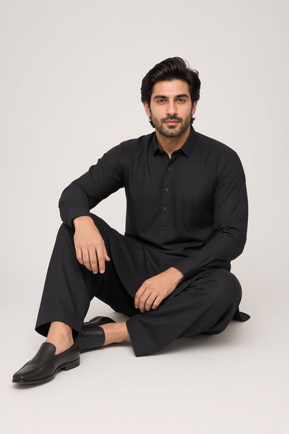 Men’s Supreme Boski Black Wash & Wear Shalwar Kameez