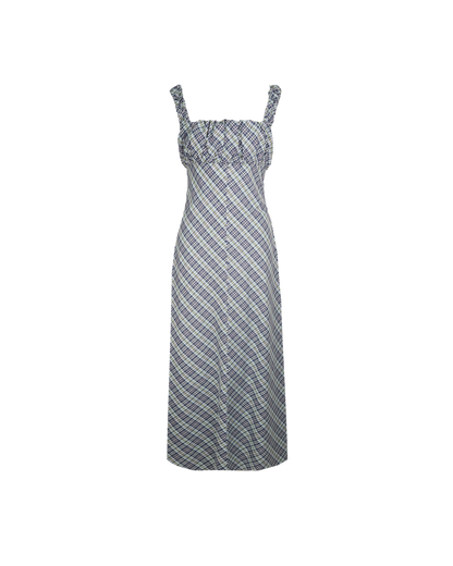 MICKEY MAXI DRESS NAVY YELLOW TARTAN