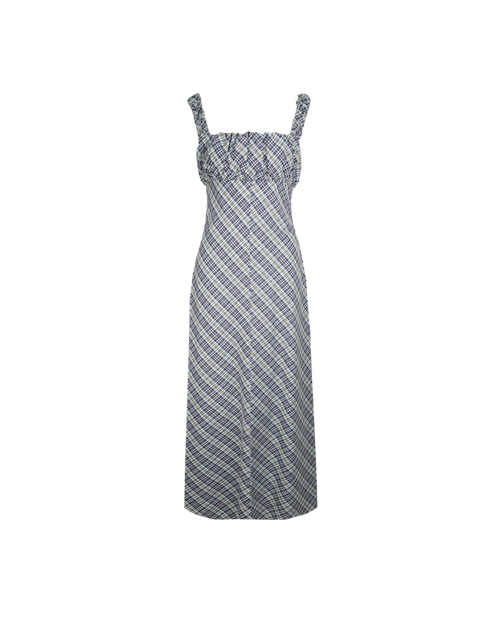 MICKEY MAXI DRESS NAVY YELLOW TARTAN