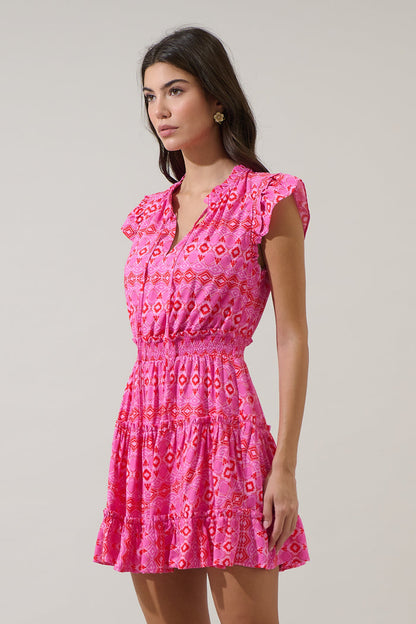 Mirany Ikat Toledo Tiered Mini Dress