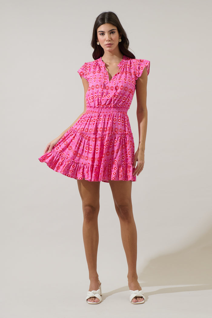 Mirany Ikat Toledo Tiered Mini Dress