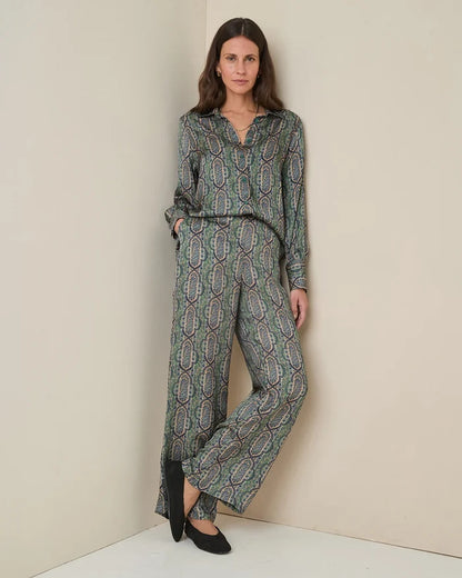 Miriam Patterned Pure Viscose Long Sleeve Blouse
