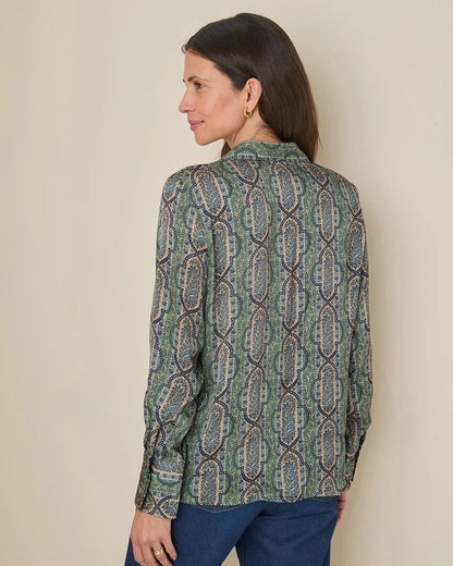 Miriam Patterned Pure Viscose Long Sleeve Blouse