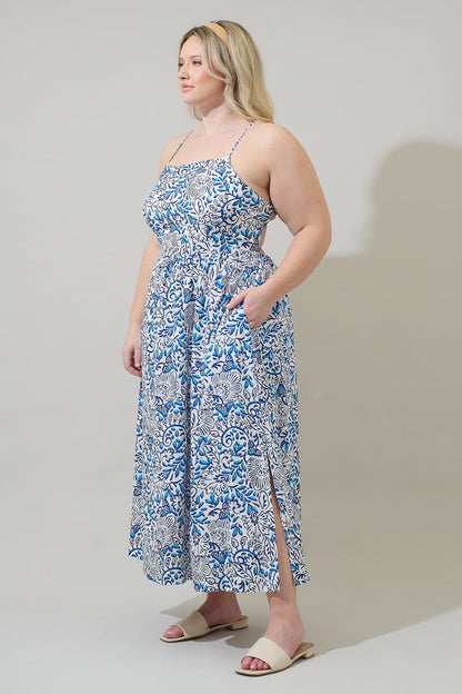 Mize Floral Mavis Criss Cross Midi Dress Curve