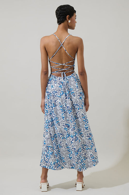 Mize Floral Mavis Criss Cross Midi Dress