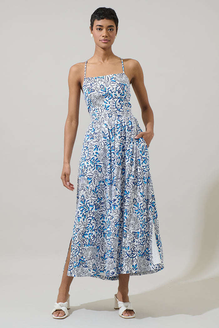 Mize Floral Mavis Criss Cross Midi Dress