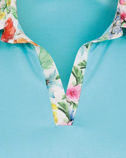 Mona Trimmed Short Sleeve Cotton Polo Top - Image 3 - The Classic Boutique