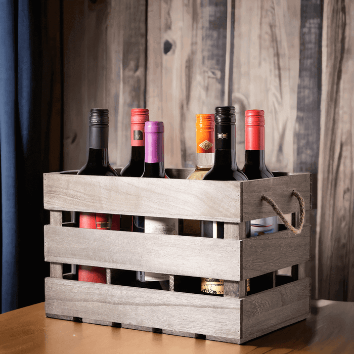 "Monthly Sommelier's Six Wine Crate with House Wine" For the wine lover in your life!