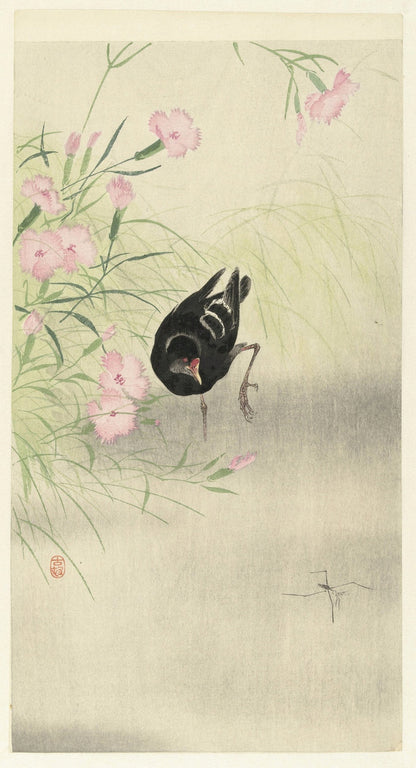 Moorhen at Flowering Plant by Ohara Koson, 1900