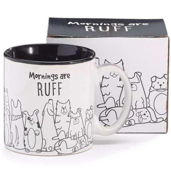 Mornings Are Ruff Ceramic Mug with Gift Box