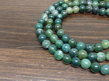 Moss Agate Gemstone Mala, 108 Prayer Bead Mala.