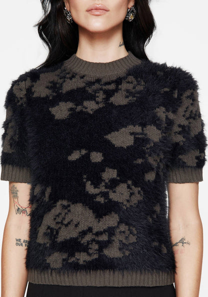 Myra Fluffy Short Sleeve Knit Top